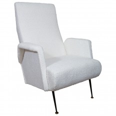 Pair of angular upholstered highback armchairs